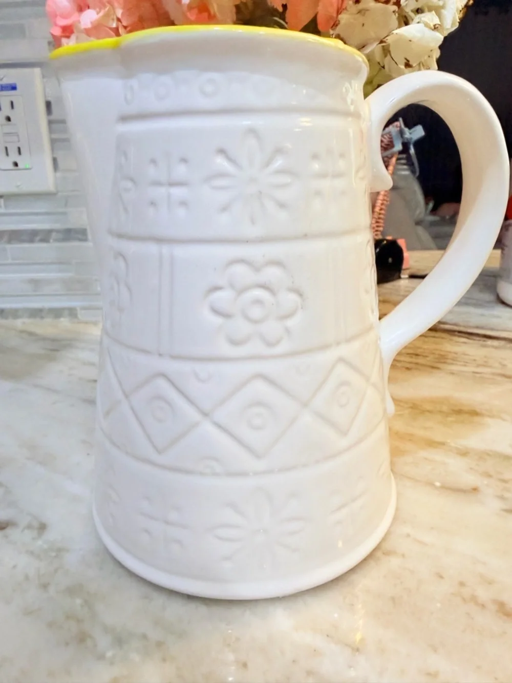 Crate and Barrel Pitcher white vase jar